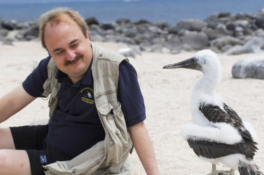 Tourist with pelican